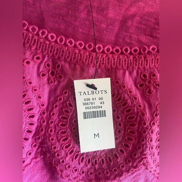 NEW Talbots Dress Womens Medium Hot Pink  Jersey Embroidered Casual Bohemian - Picture 11 of 11